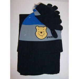 NEW Childs WINNIE THE POOH Soft Knit HAT Cap BEANIE SCARF & GLOVES WINTER SET